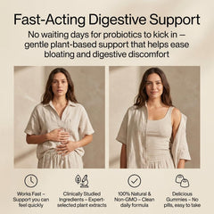hand holding heyremi Debloat Gummies packaging for on-the-go digestive support