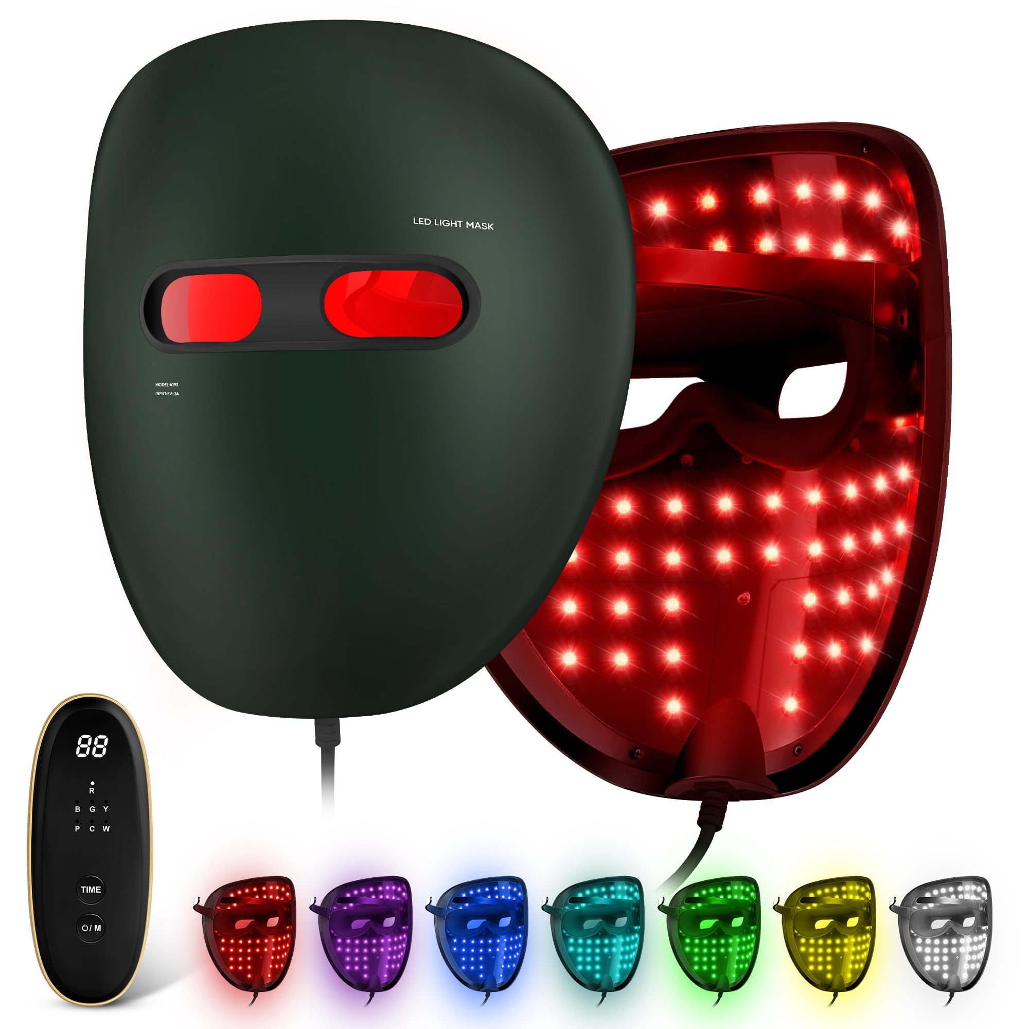 HGYYGACN red light mask front view for at-home facial care.