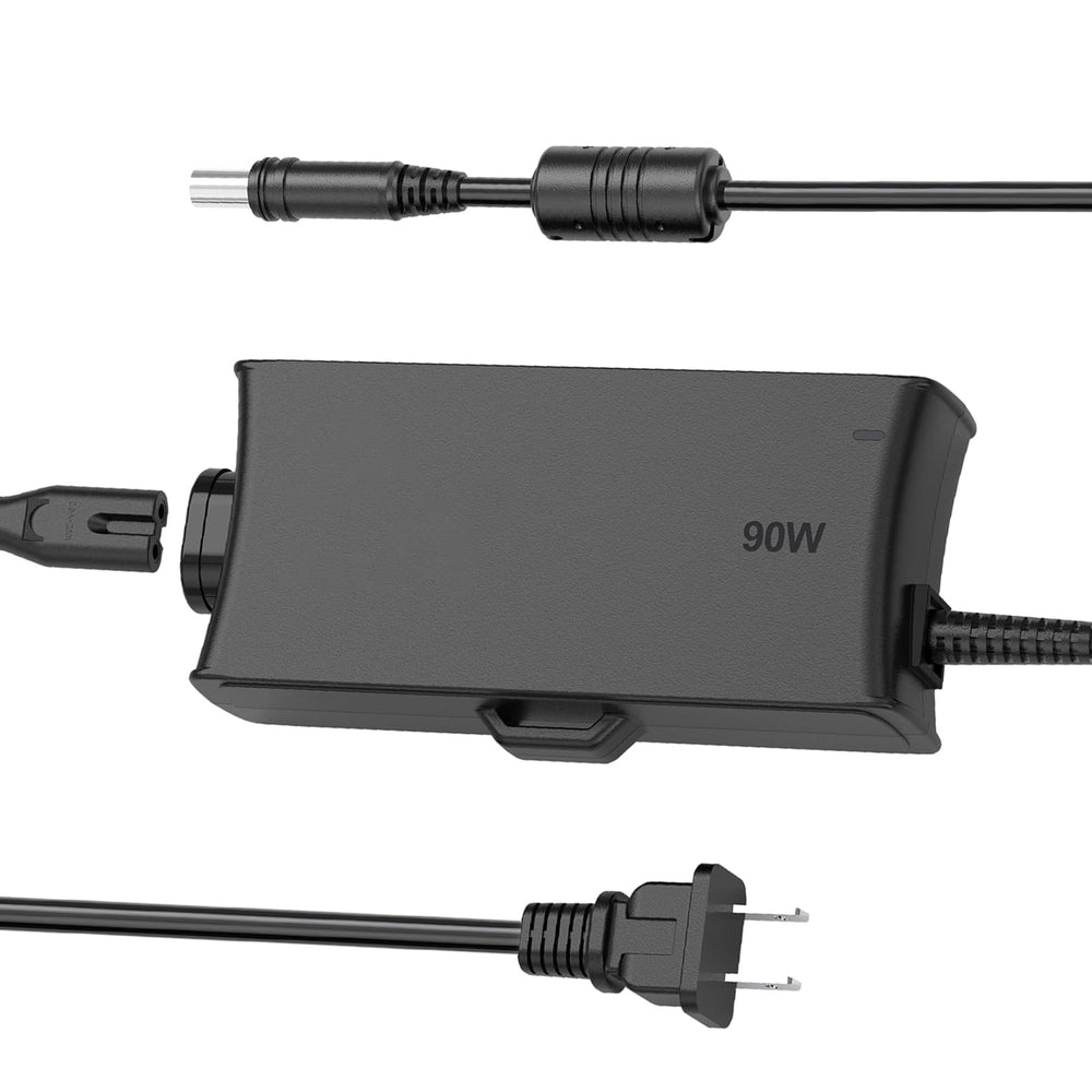 HHZ 90W AC adapter side view showing compact design for travel