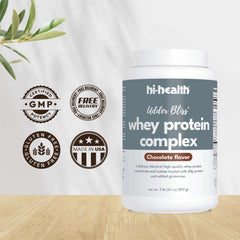 Hi-Health Udder Bliss vanilla whey protein shake glass with a creamy blend