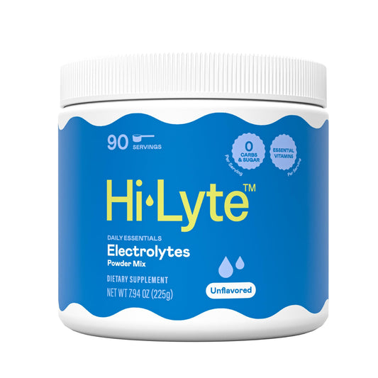 Hi-Lyte electrolytes powder unflavored tub for steady daily hydration.