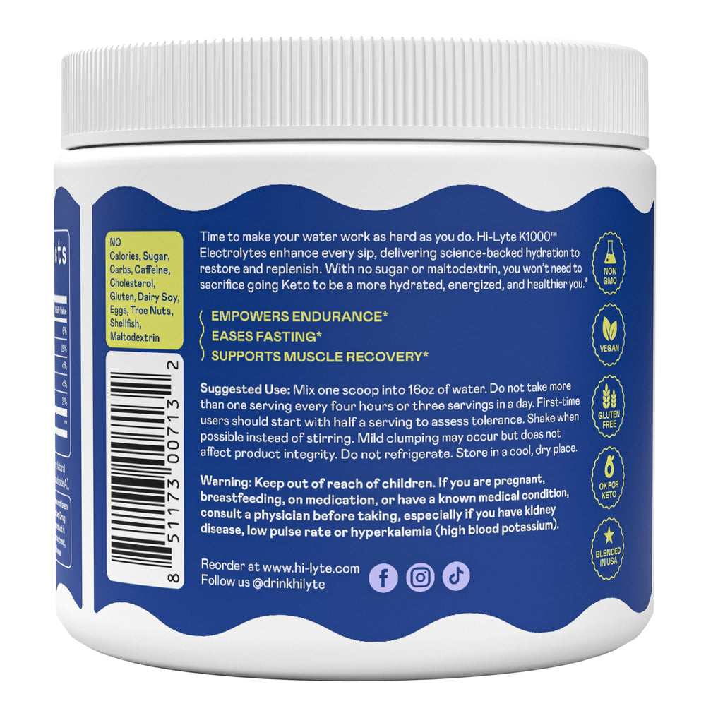 Hi-Lyte K1000 Blue Raspberry mixing in a bottle boosts on-the-go hydration.