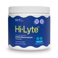 Hi-Lyte K1000 Blue Raspberry powder tub for hydration and balance.