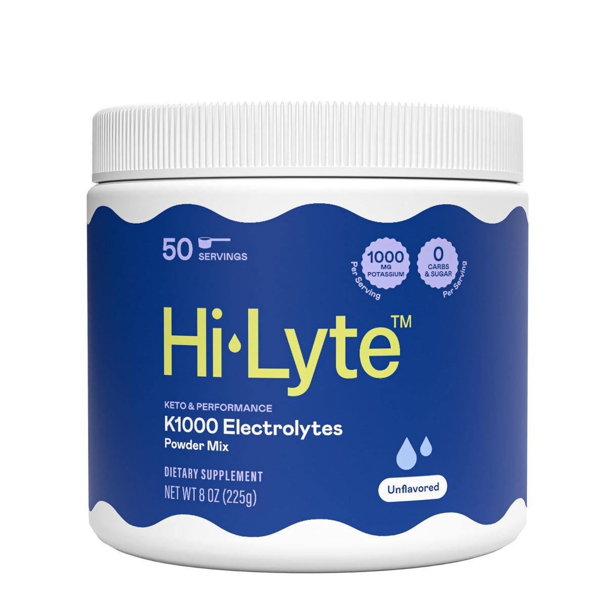 Hi-Lyte K1000 bottle with scoop for quick electrolyte replenishment after workouts.