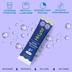 Hi-Lyte K1000 hydration packets glass ready for refreshing hydration after activity.