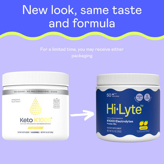 Hi-Lyte K1000 powder dissolving in water for quick hydration.