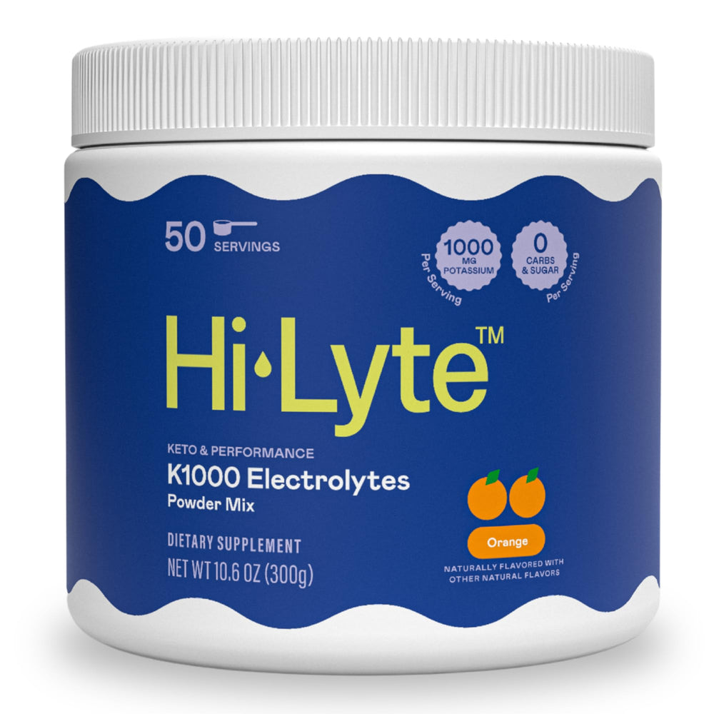 Hi-Lyte K1000 orange powder for quick hydration.