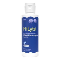Hi-Lyte K500 electrolyte drops bottle close-up for quick, sugar-free hydration.