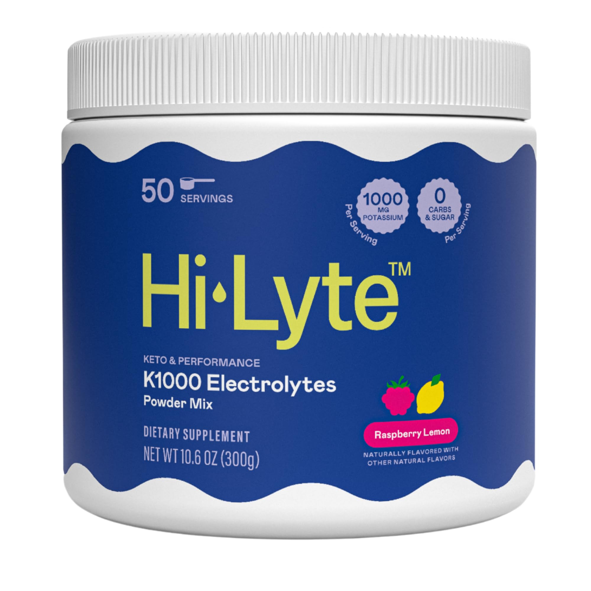 Hi-Lyte Keto K1000 Raspberry Lemon bottle for quick hydration on the go.