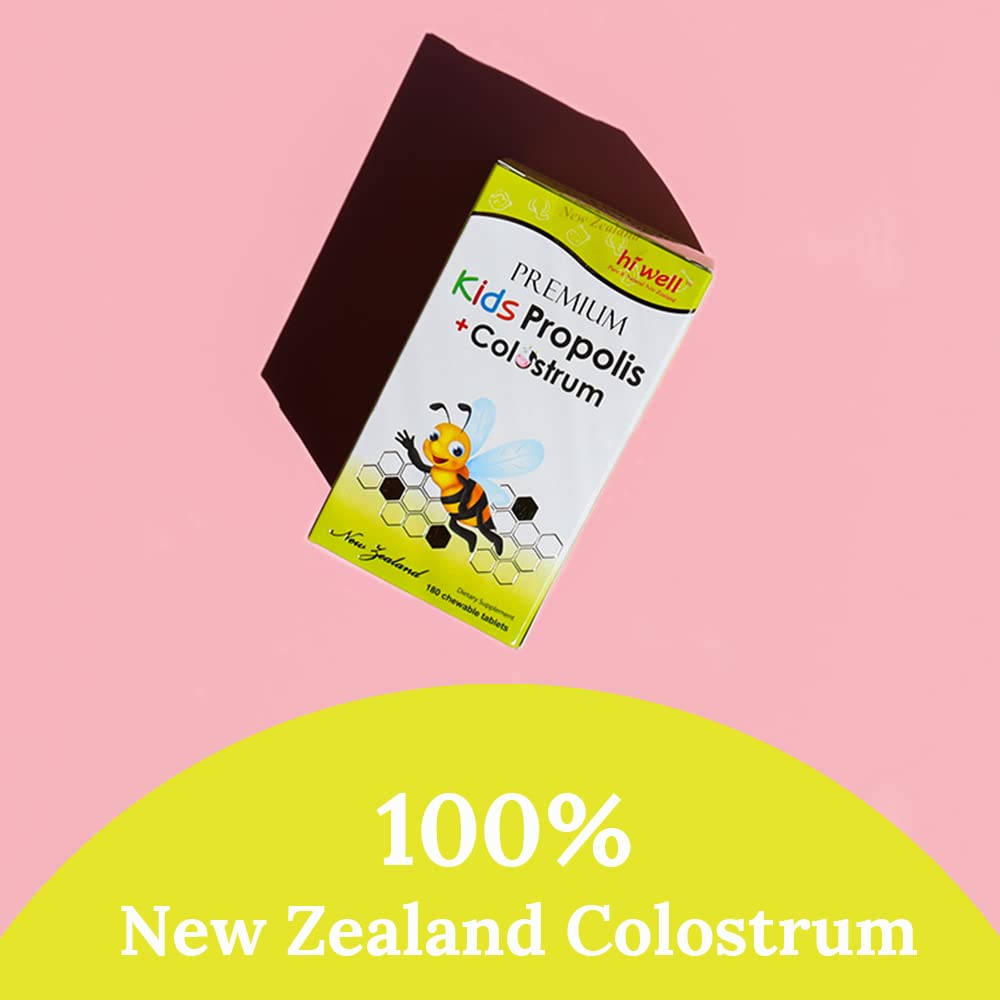 Hi Well Kids Propolis chewables closeup, easy daily tablets for kids.