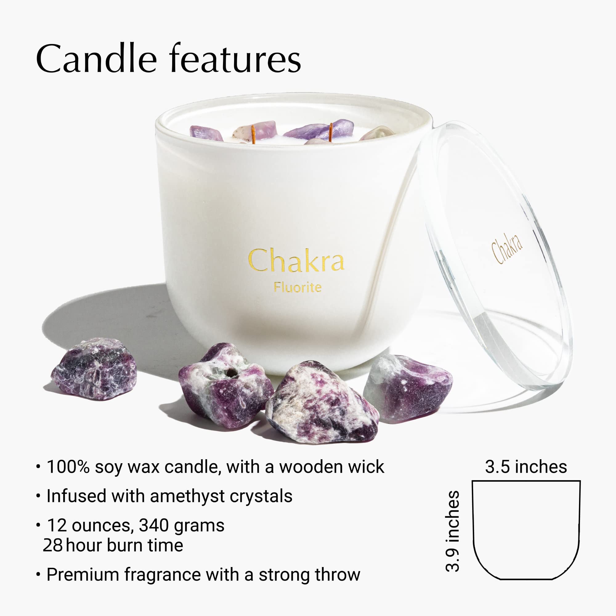 Hidden Label 12oz crystal candle releases pear-ginger fragrance for inviting spaces.