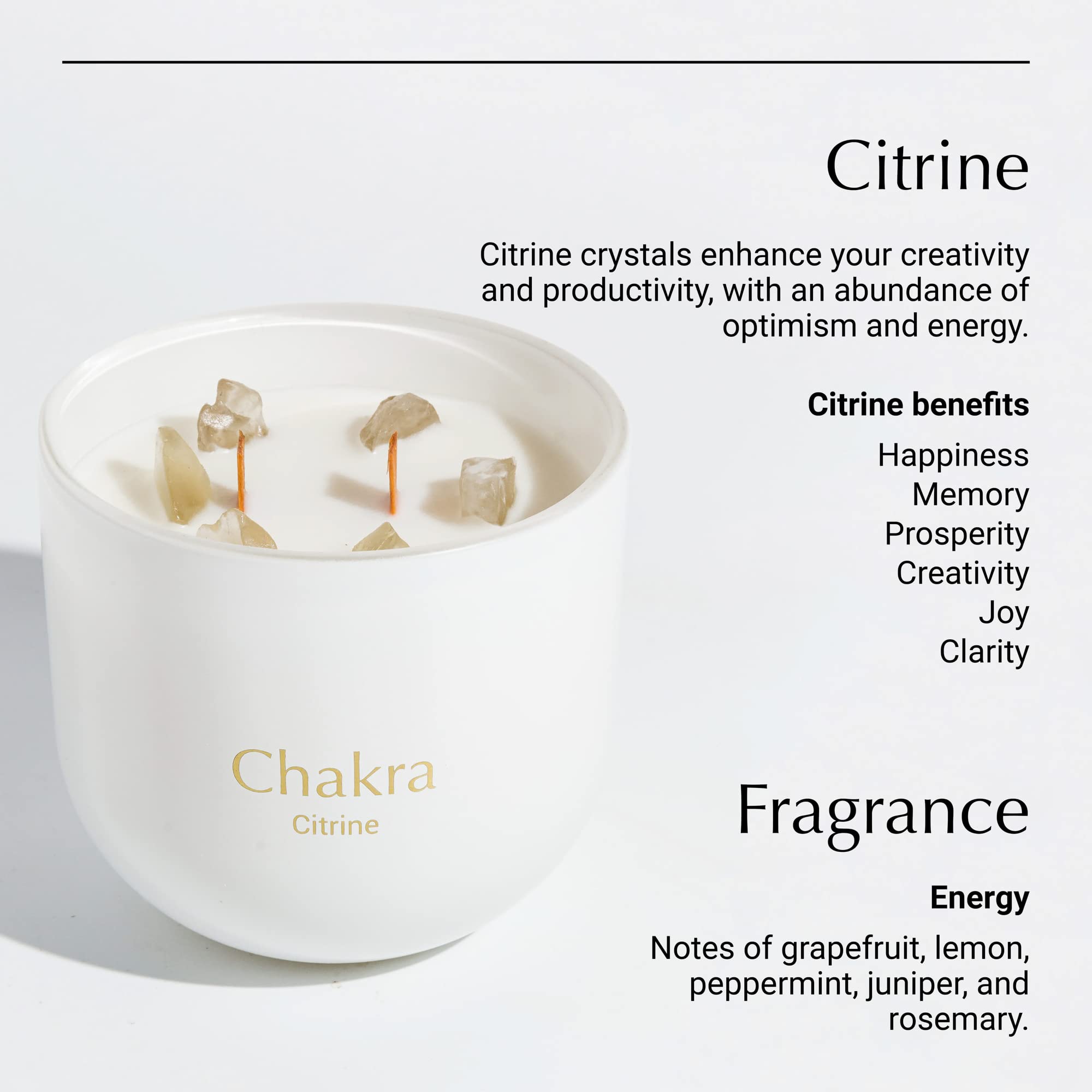 Hidden Label Chakra Collection Candle reveals six crystals for meditative balance.