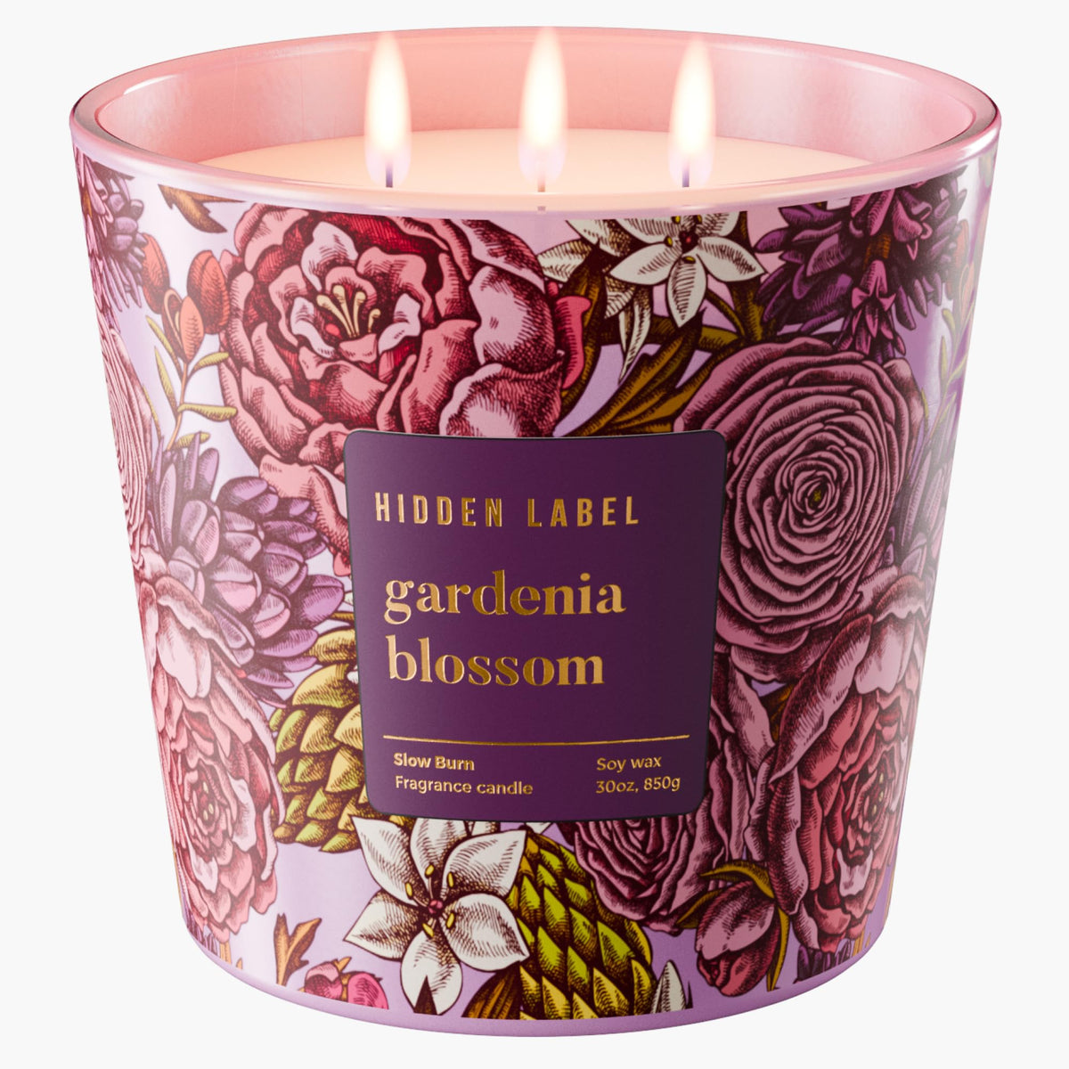 Hidden Label Gardenia Blossom jar candle delivering room-filling fragrance