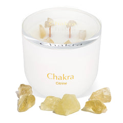 Hidden Label Healing Crystal Candle with Citrine Energy emits a warm glow and uplifting mood.