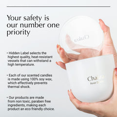 Hidden Label candle with crackling wick sound enhances ambiance