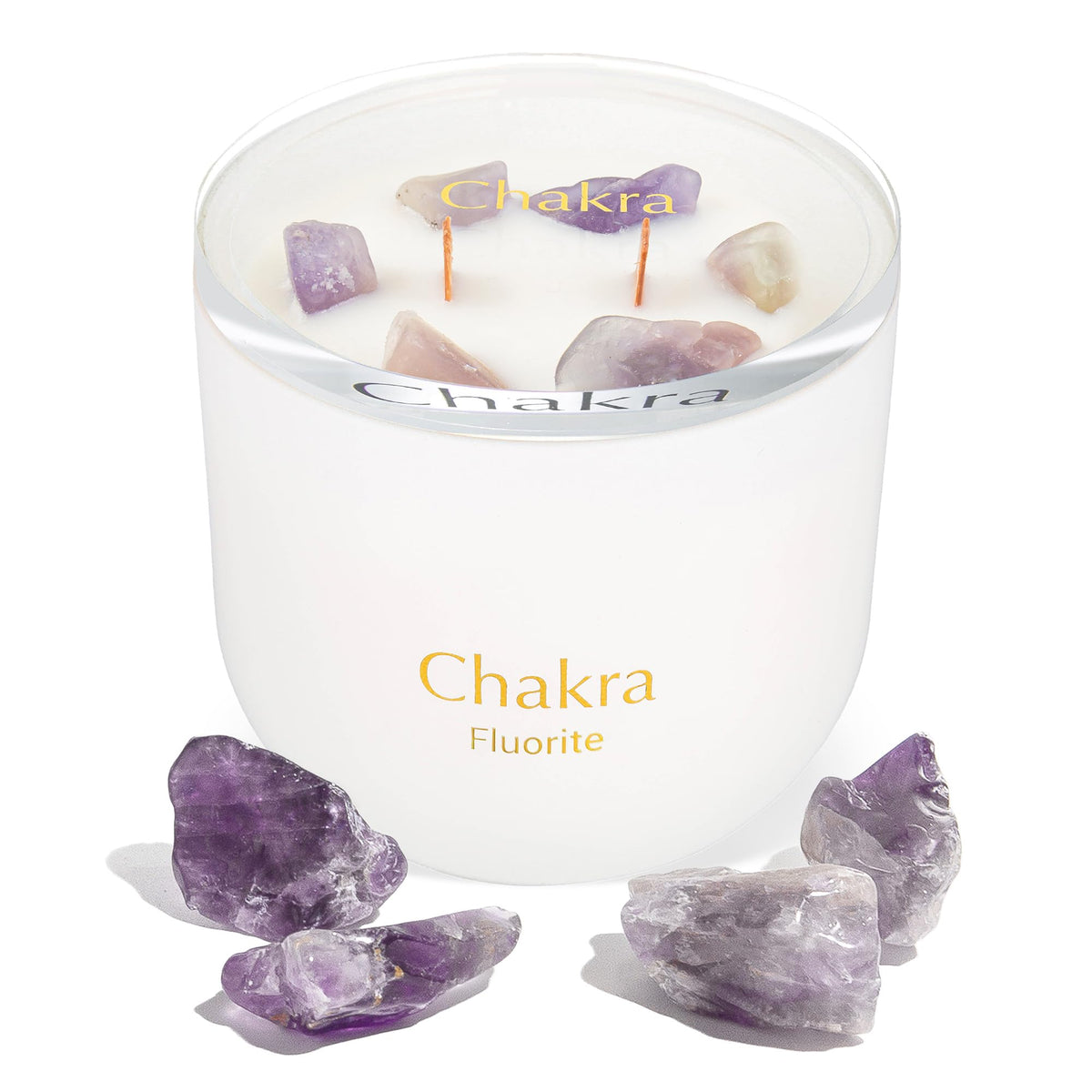 Hidden Label Healing Crystal Candle with pear-ginger crystals in a jar for calming ambiance.