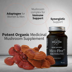 HIFAS DA TERRA Mico-Five bottle label showing organic medicinal mushroom blend.