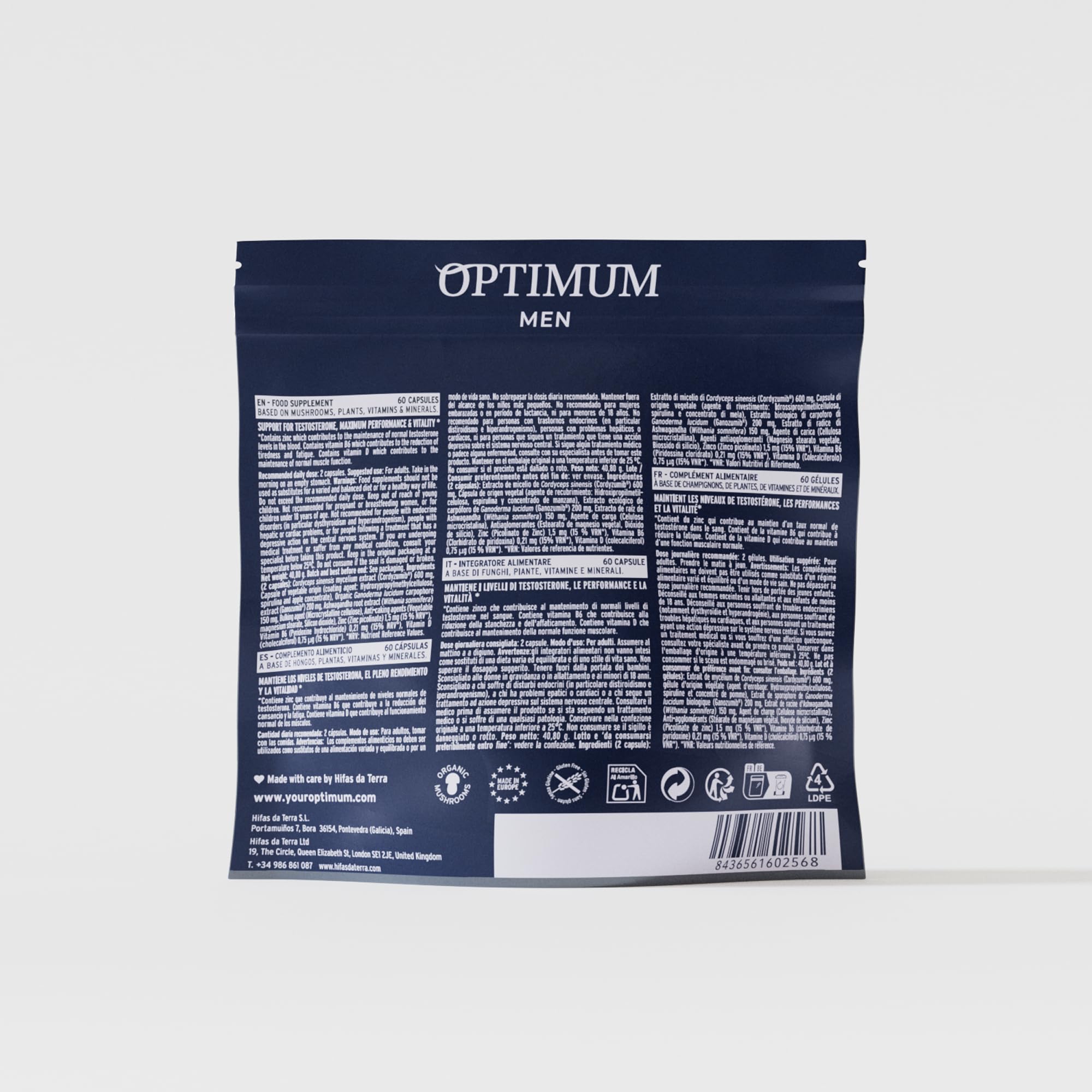 HIFAS DA TERRA Optimum Refill Pack for Men capsules-closeup shows daily-use capsules.