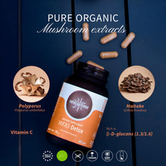 HIFAS Detox vegan capsules close-up, smooth and easy to swallow.