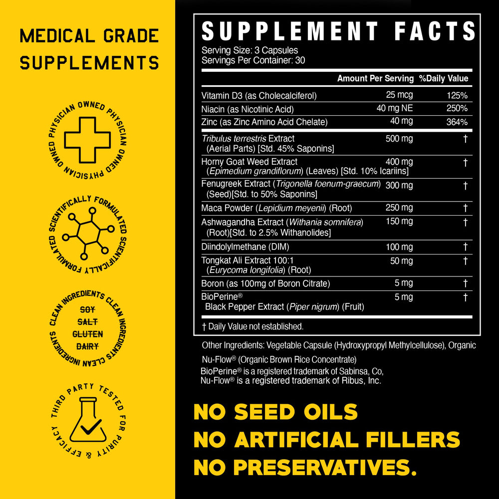 High Level Man capsules closeup shows clean, additive-free formula.