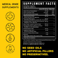 High Level Man capsules closeup shows clean, additive-free formula.