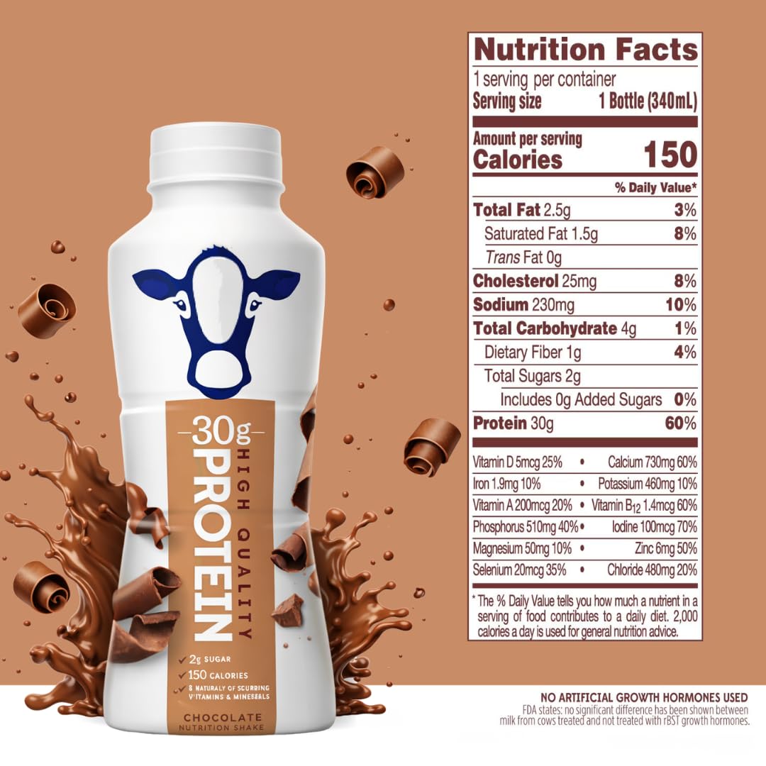 High Protein Chocolate Shake bottle pour for quick, ready-to-drink convenience.