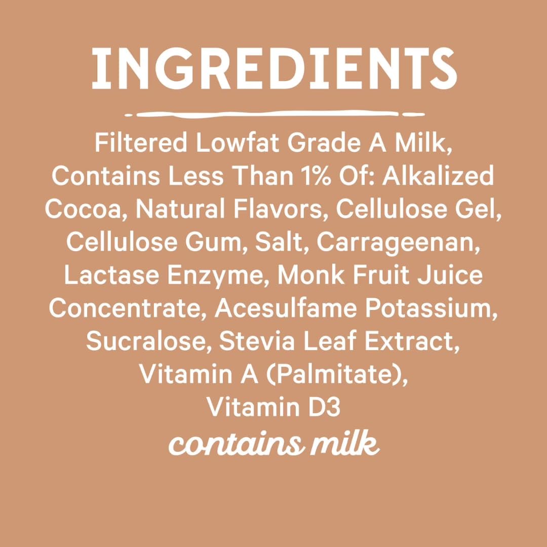 High Protein Chocolate Shake nutrition panel shows eight natural vitamins.
