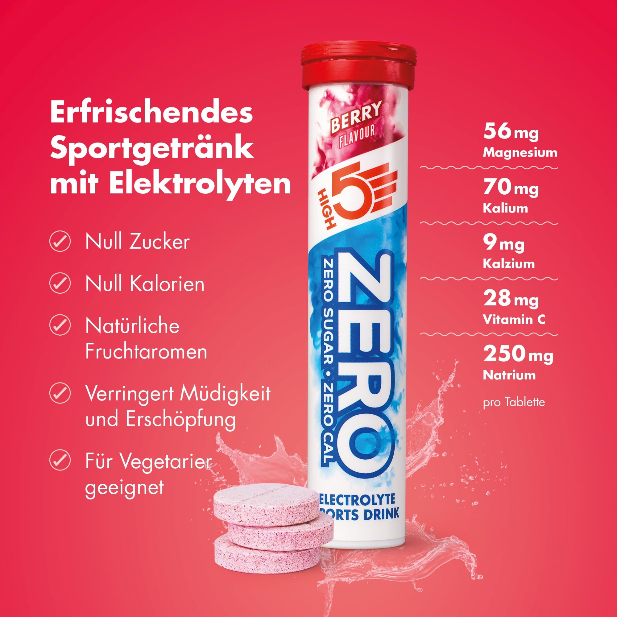 Close-up of HIGH5 Zero Berry flavor for refreshing electrolyte drink.