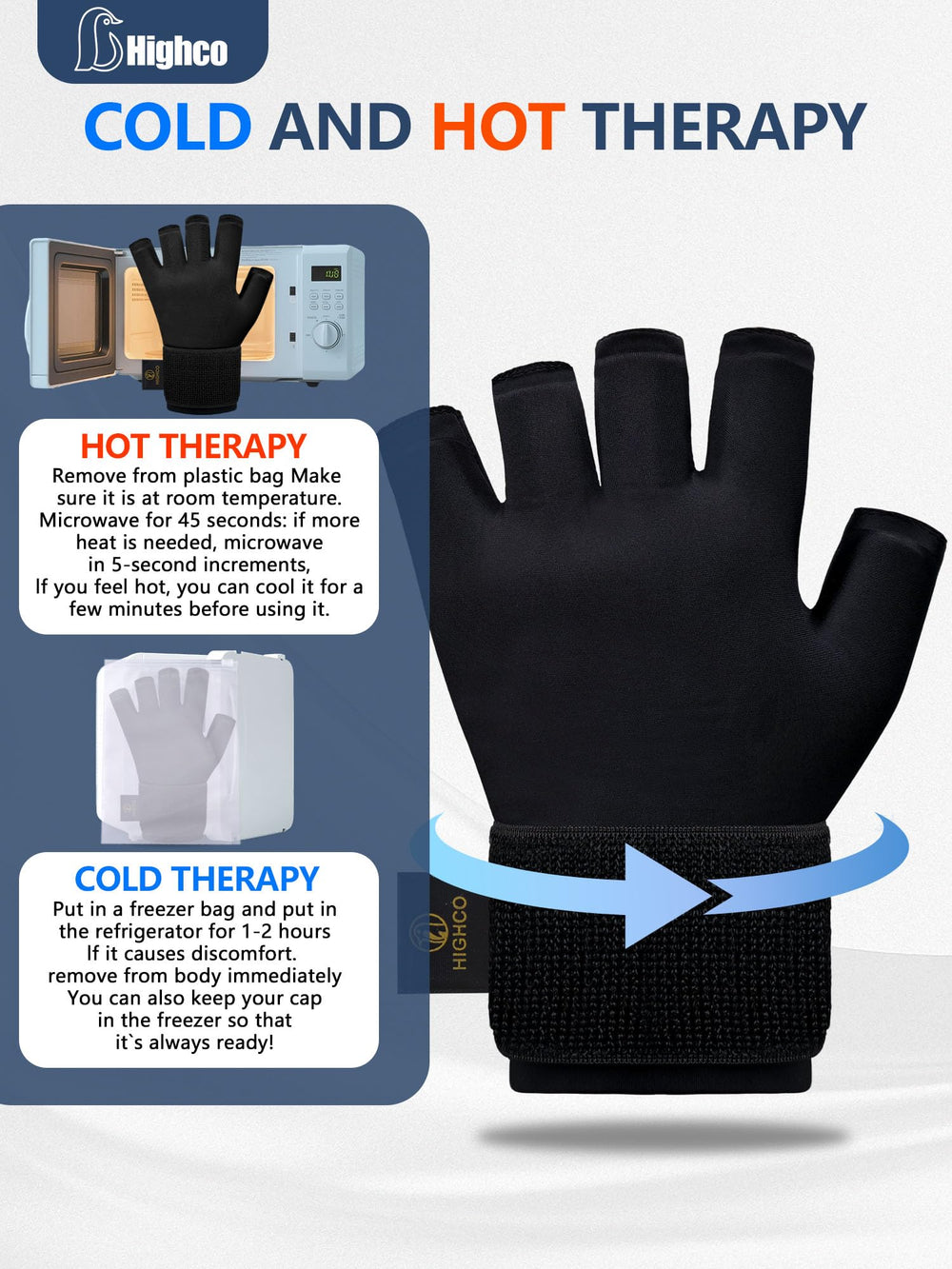 Highco hot and cold therapy helps reduce swelling and soreness.