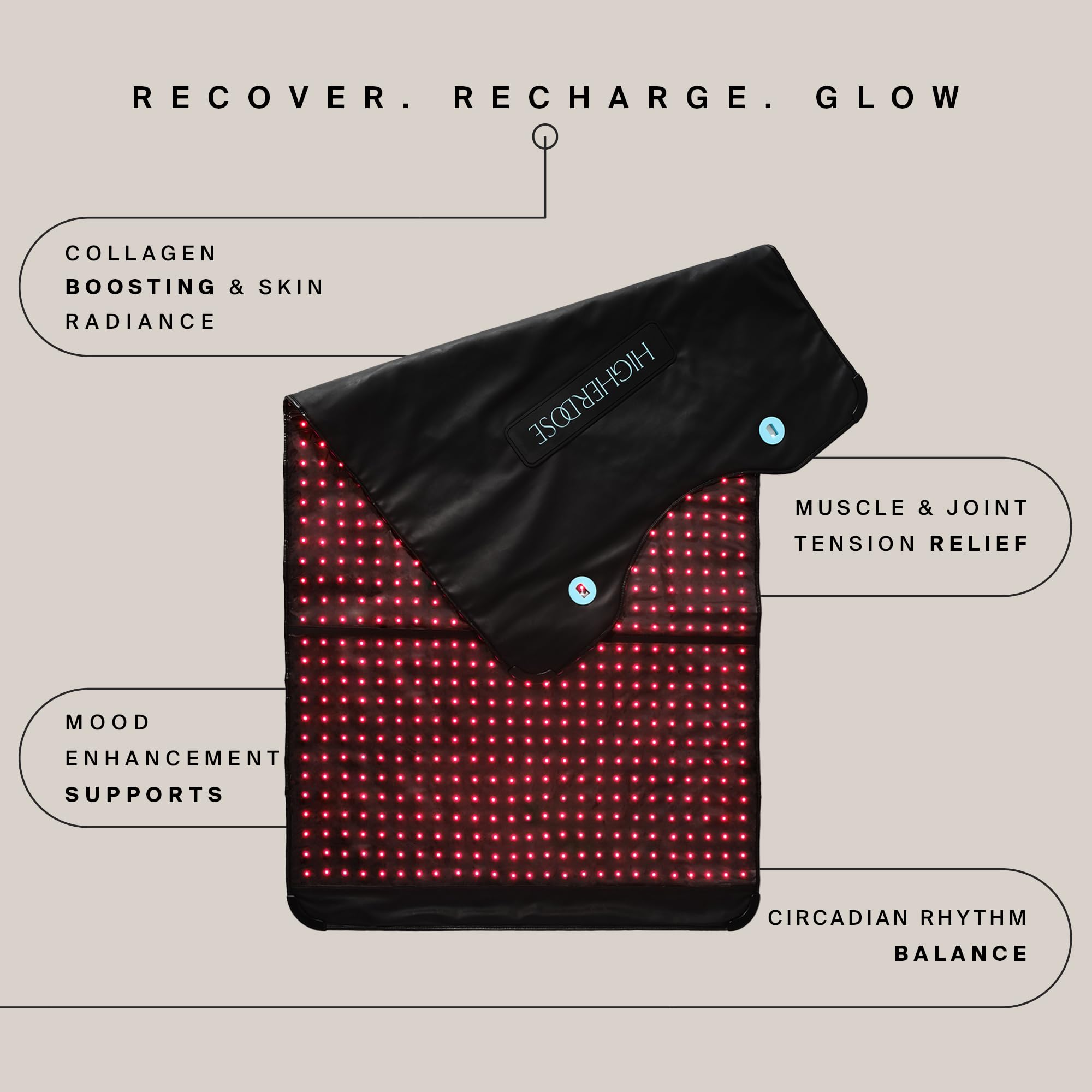 HigherDOSE full-body mat wall-mounted for ambient home red light therapy