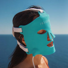 HigherDOSE wireless face mask worn during workouts for convenient at-home therapy.