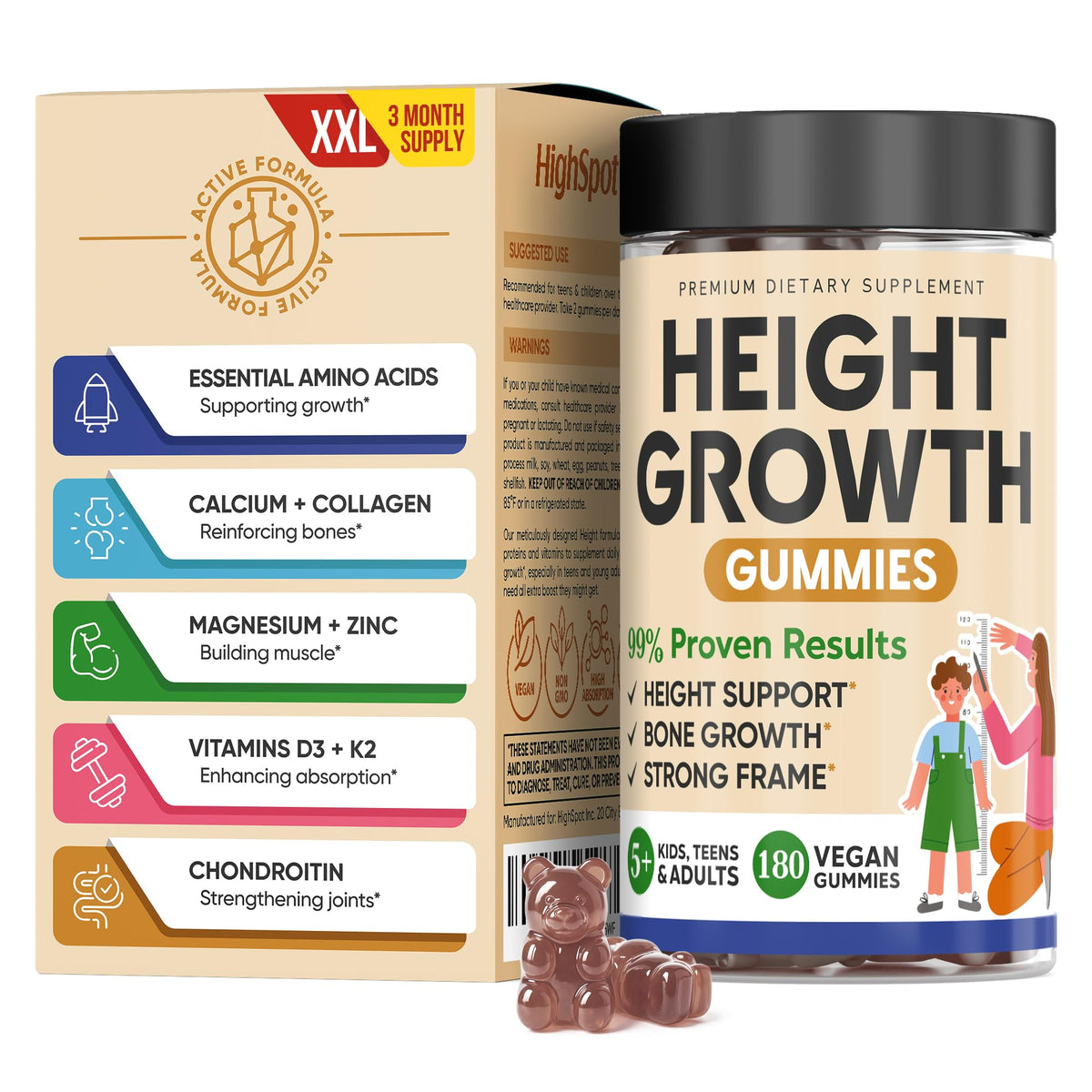 HighSpot Height Growth Gummies bottle front for growth support and daily wellness