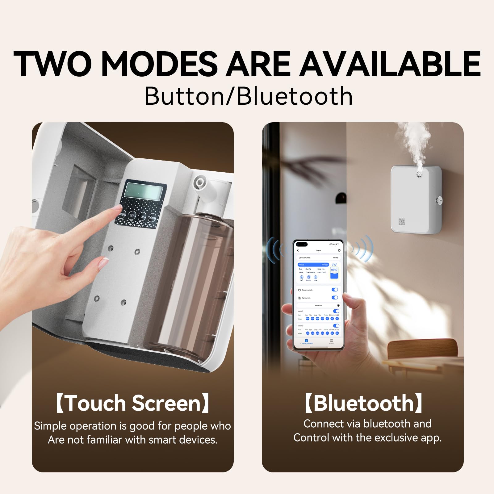 Hijoc waterless atomization technology delivers fine mist with quiet operation.