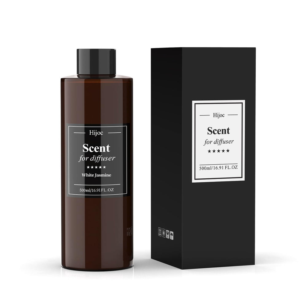 Hijoc White Jasmine bottle 500ml for diffusers and refills, long-lasting fragrance.