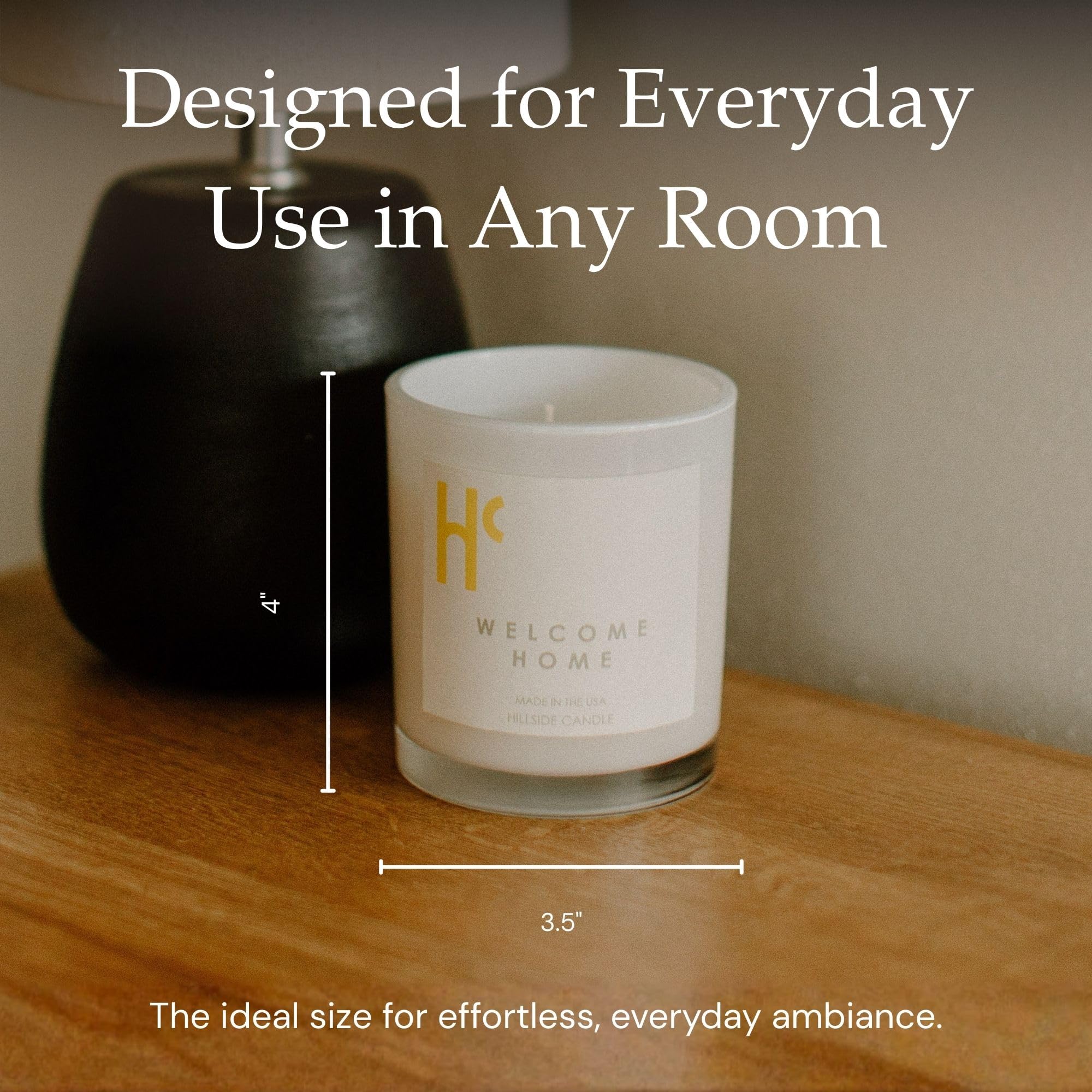 Hillside Candle Welcome Home 9-ounce jar highlights a clean-burning soy wax blend.