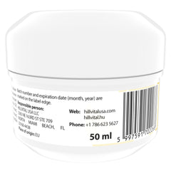 HillVital botanicals label highlighting chamomile and horse chestnut ingredients.