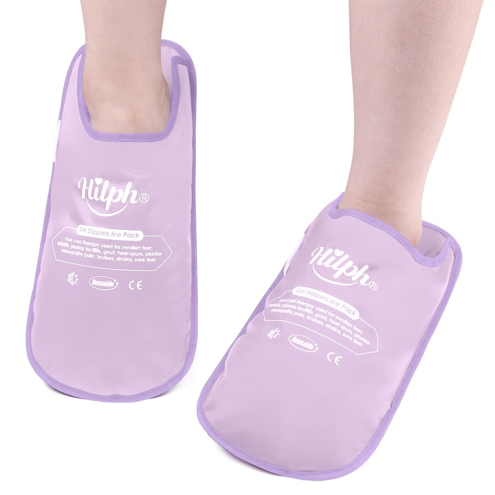 Hilph Foot Ice Pack Slippers slip-on design for easy, hands-free wear and foot relief.