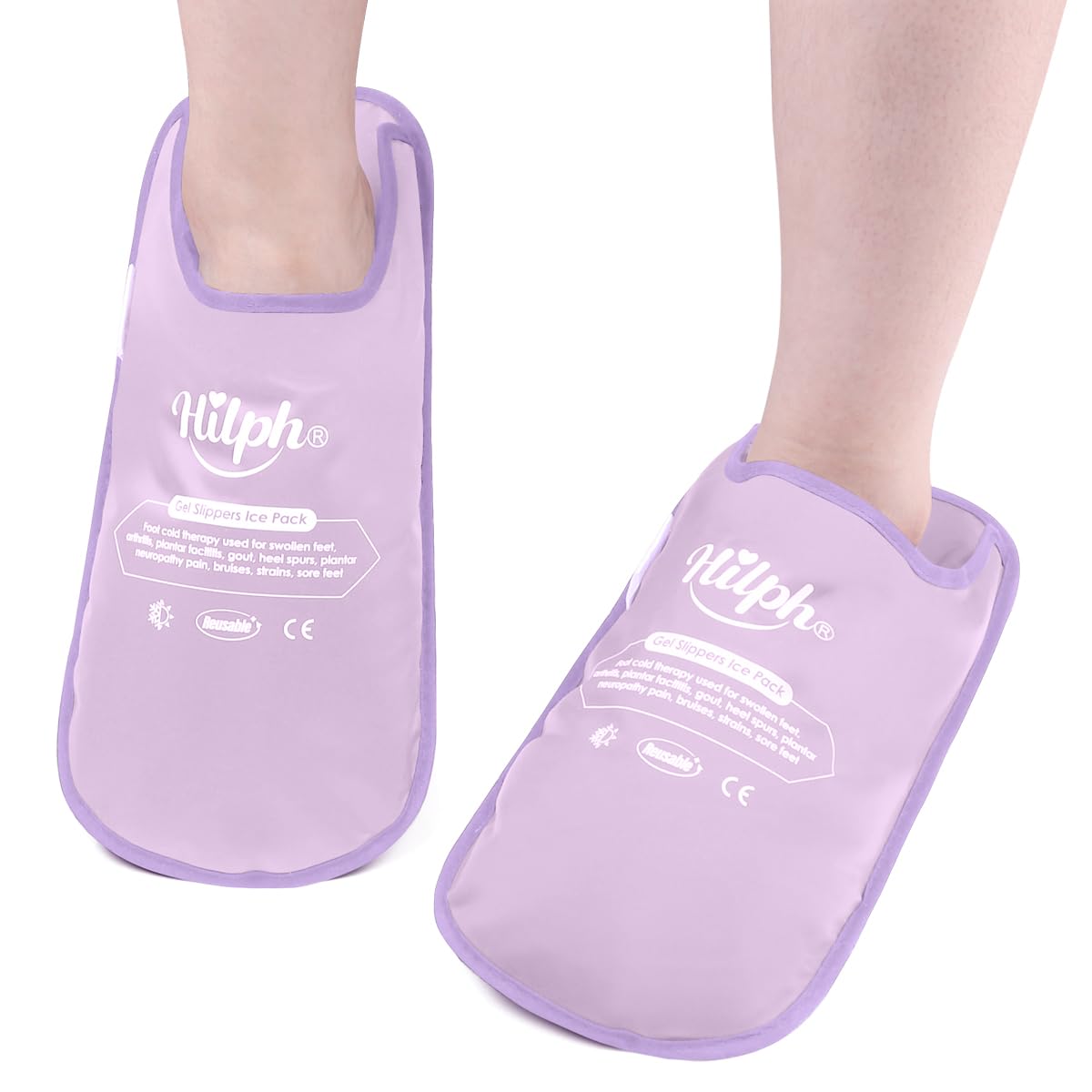 Hilph Foot Ice Pack Slippers slip-on design for easy, hands-free wear and foot relief.