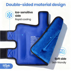 Hilph wrap with adjustable straps securing a hands-free fit