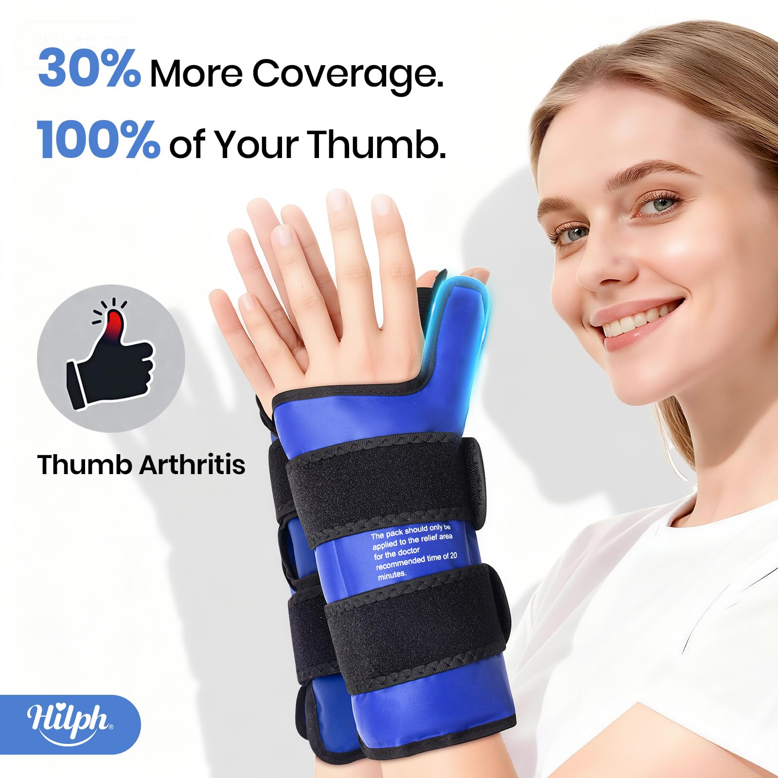 Hilph thumb and wrist wrap with reversible fabric for left or right hand use