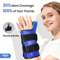 Hilph thumb and wrist wrap with reversible fabric for left or right hand use