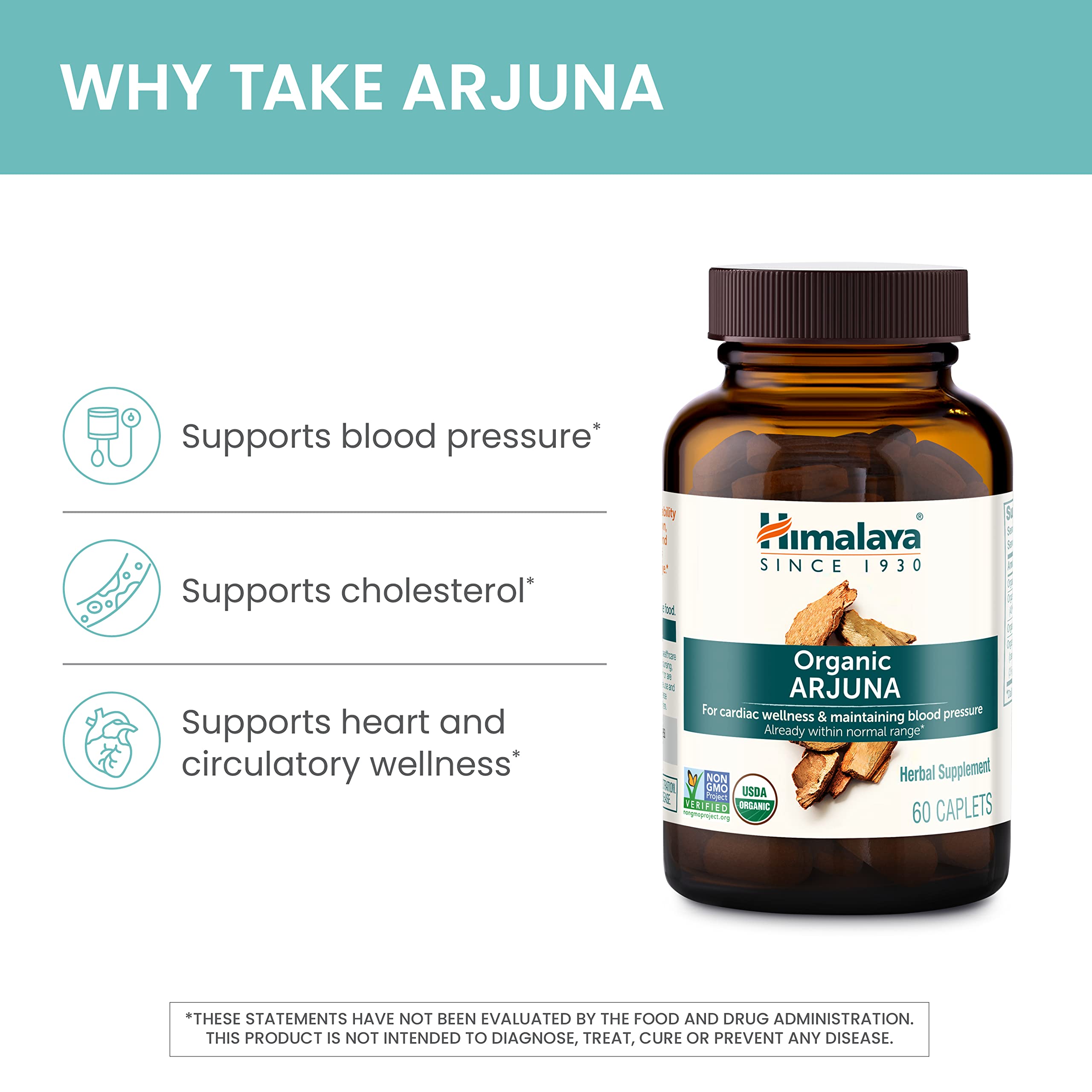 Himalaya Arjuna bark extract showcases standardized heart health ingredient.
