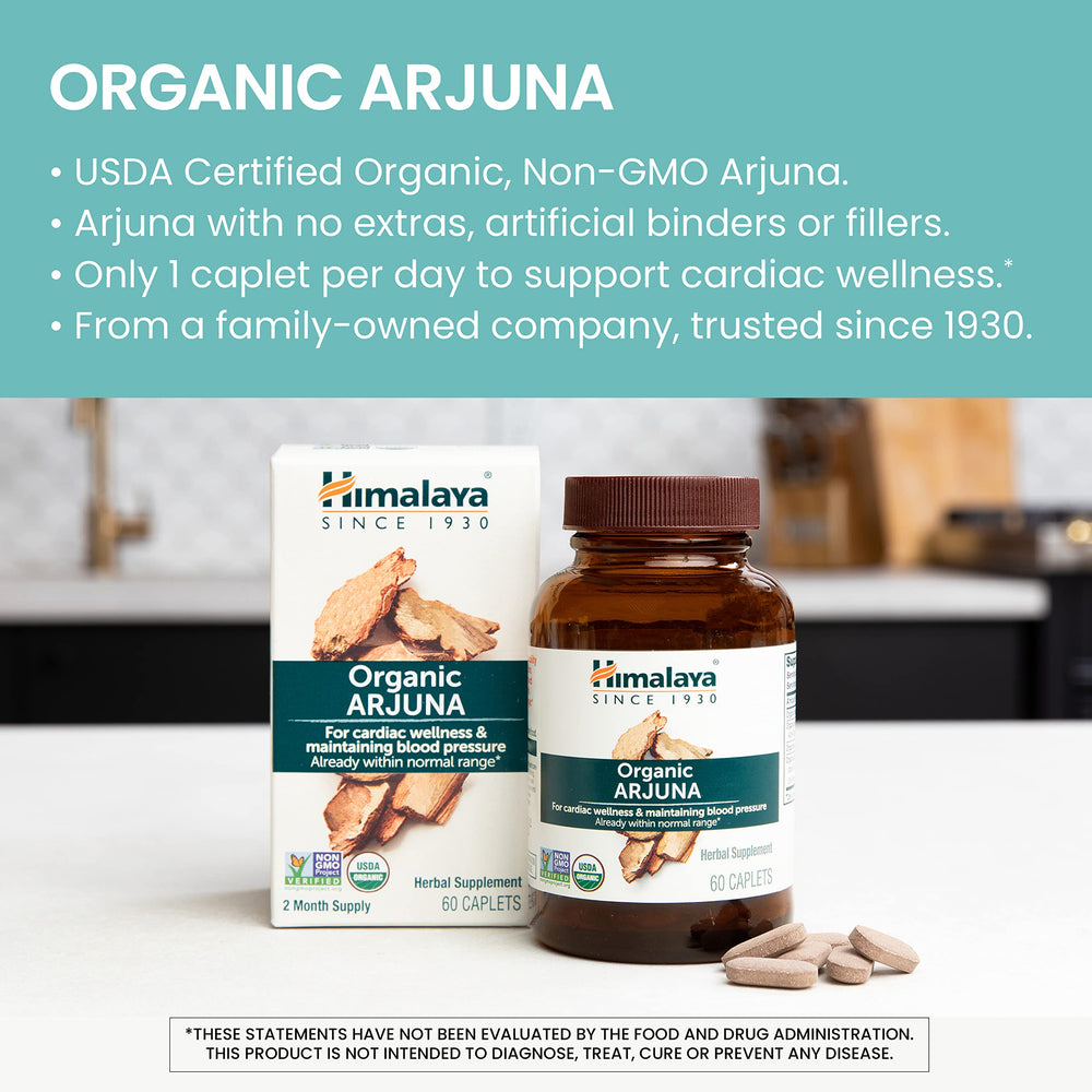 Himalaya Arjuna capsule close-up, 700 mg potency per caplet.
