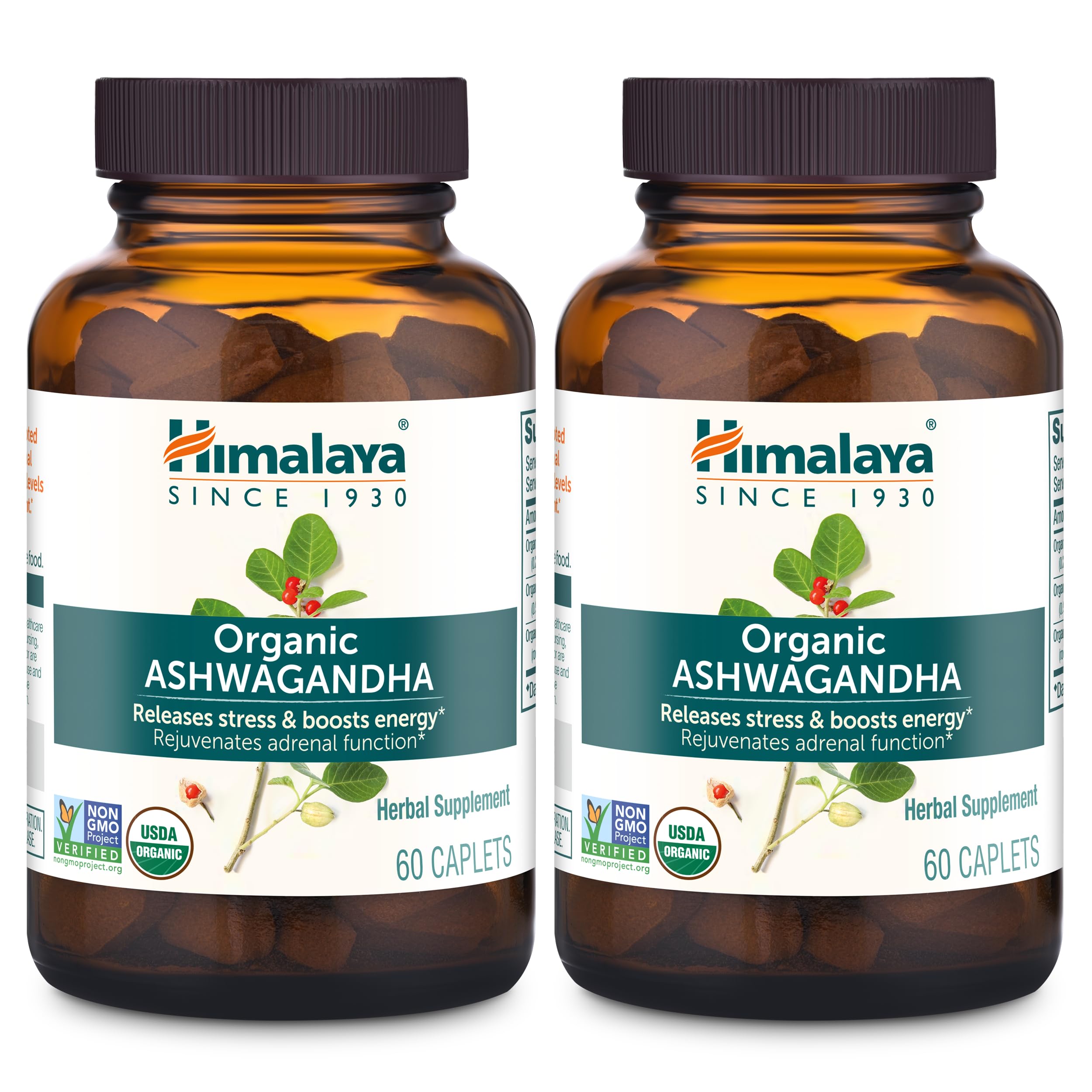 Himalaya Ashwagandha Root bottle with caplets for daily support.