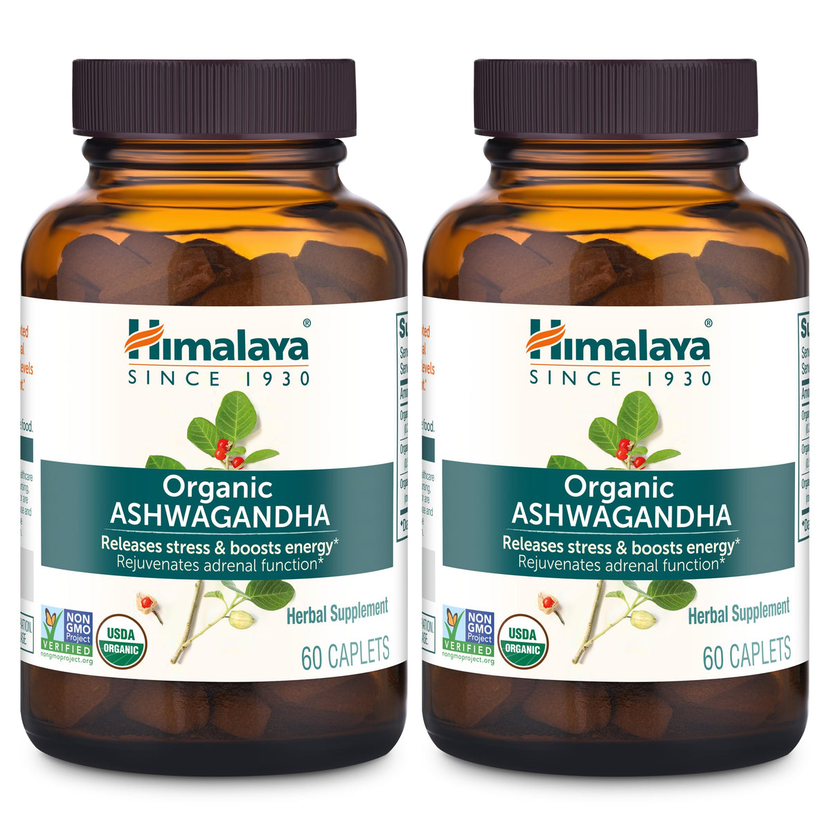 Himalaya Ashwagandha Root bottle with caplets for daily support.