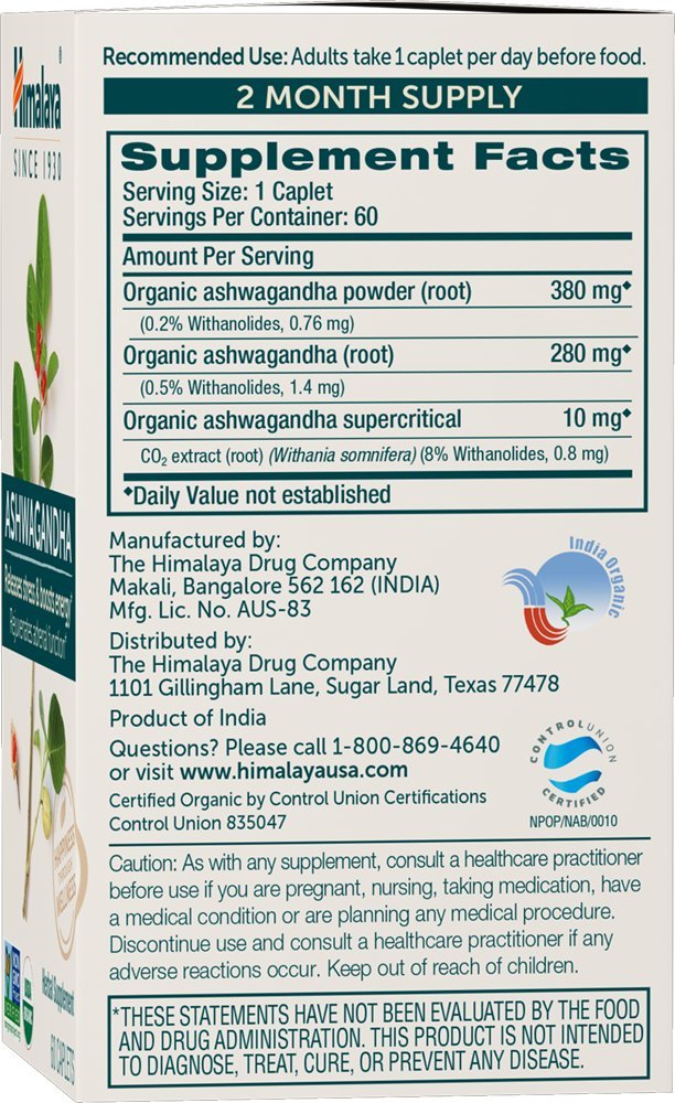 Himalaya Ashwagandha Root powder jar shows natural powder for daily use.
