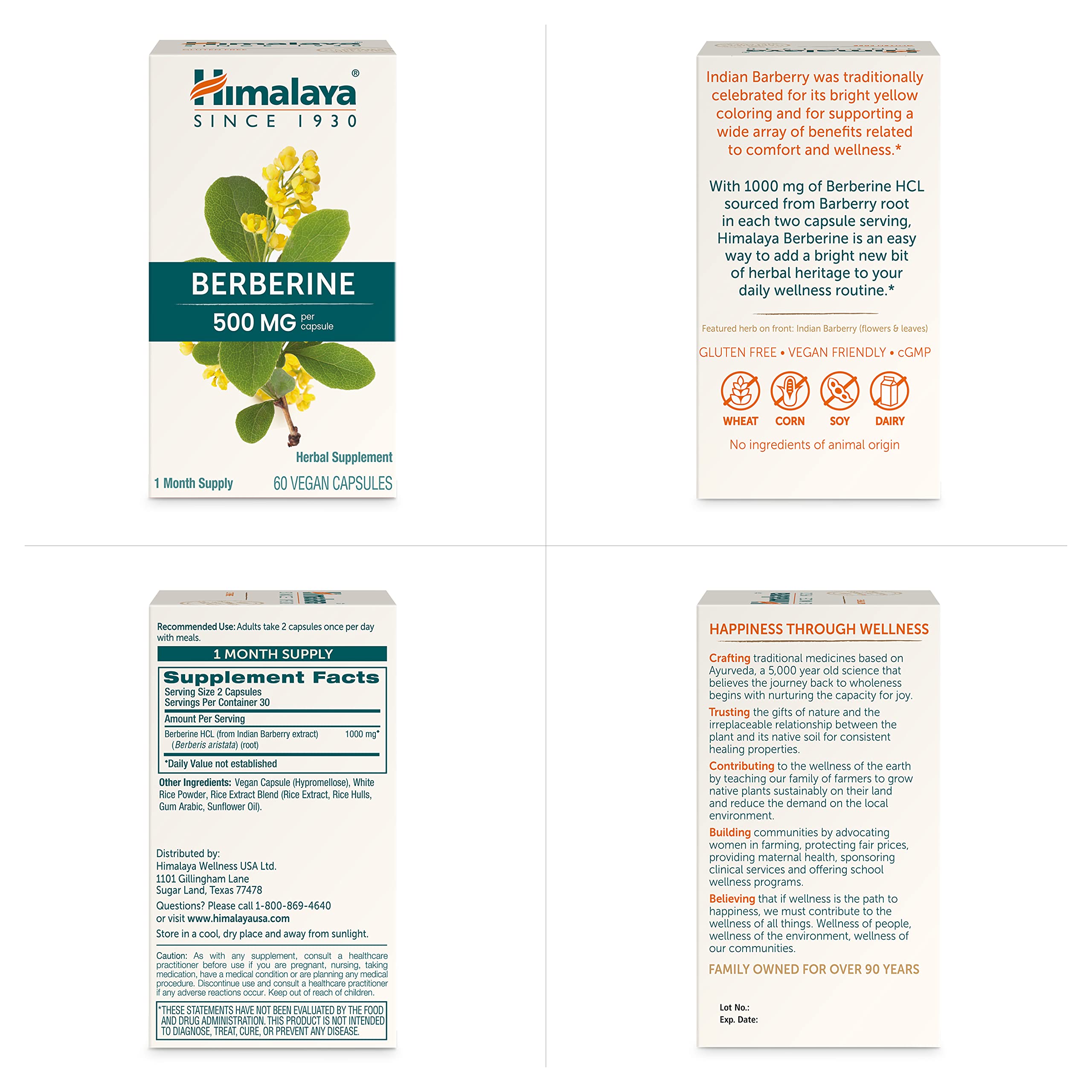 Himalaya Berberine vegan gluten-free packaging ready for daily use.