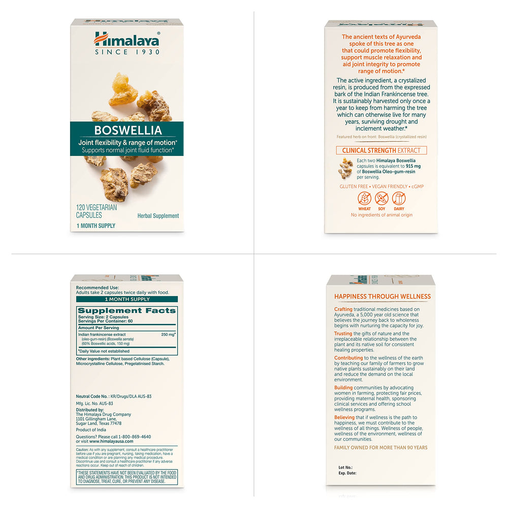 Himalaya Boswellia capsules with lifestyle scene suggesting mobility.