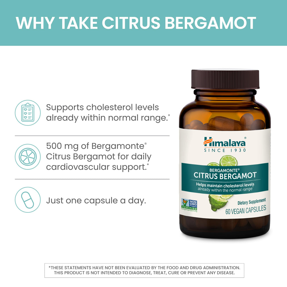 Himalaya Citrus Bergamot label view highlighting Bergamonte extract and flavonoids
