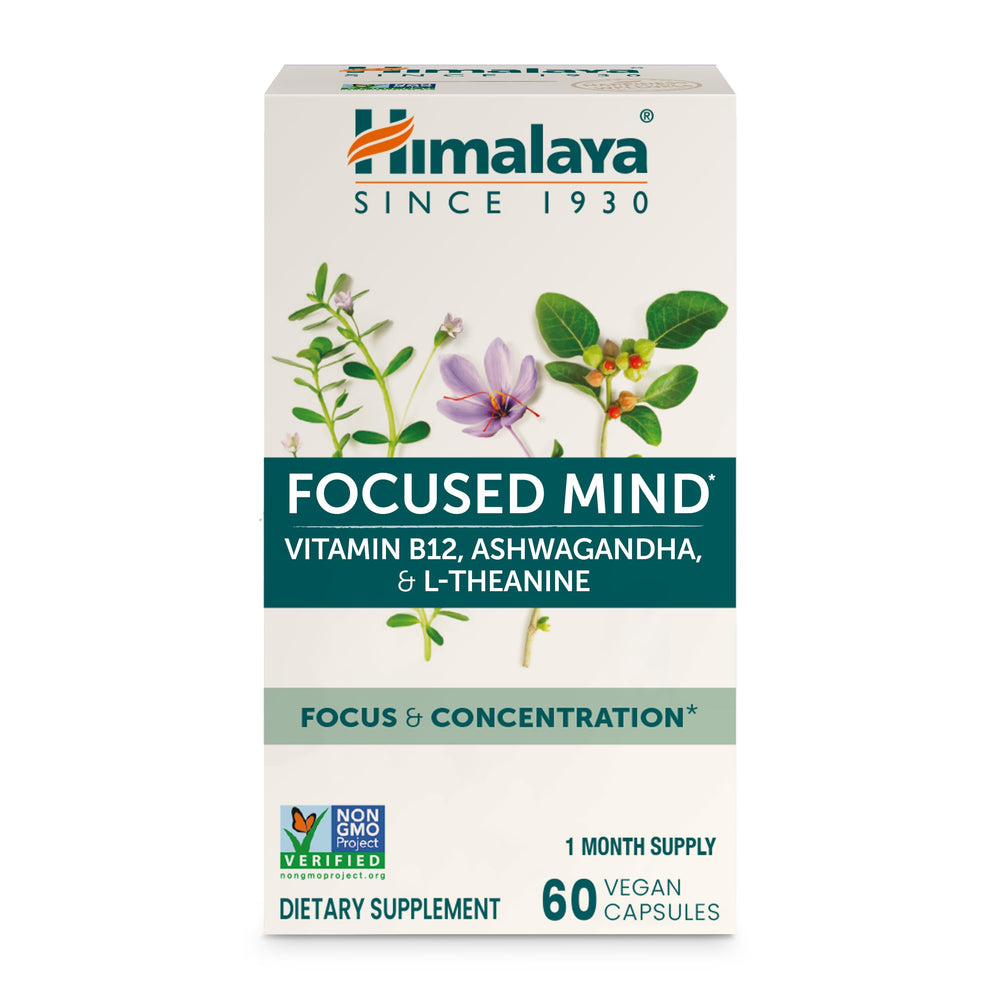 Himalaya Focused Mind bottle with ashwagandha for steady focus.